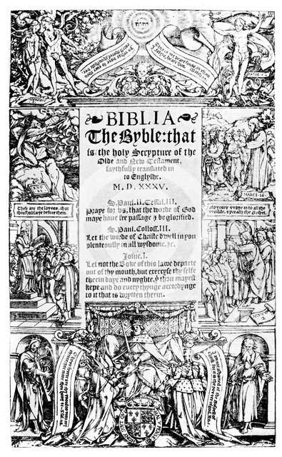 Title page of the Coverdale Bible, 1535 (1926). Artist: Unknown