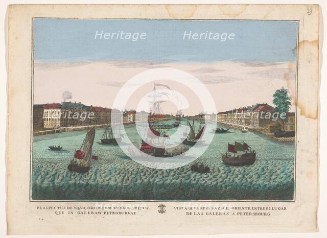 View of the Neva River in Saint Petersburg seen from the west side, 1700-1799. Creator: Unknown.