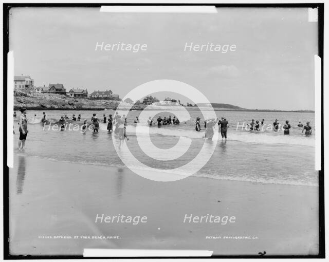 Bathers at York Beach, Maine, between 1900 and 1930. Creator: Henry Greenwood Peabody.