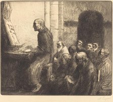 Monk Playing the Organ in Church (Moine jouant de l'orgue a l'eglise). Creator: Alphonse Legros.