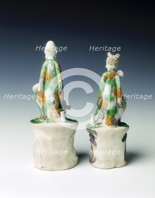 Two incence stick holders in the form of immortals, late Ming dynasty, China, 1600-1644. Artist: Unknown