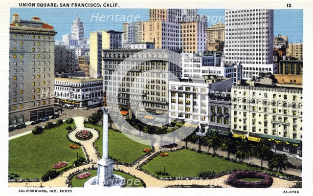 Union Square, San Francisco, California, USA, 1932. Artist: Unknown