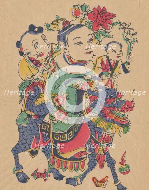 One hundred thirty-five woodblock prints including New Year's pictures (nianh..., 19th-20th century. Creator: Unknown.
