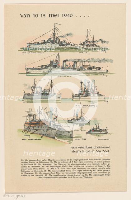Dutch warships sunk between 10-15 May 1940, (c.1945-c.1960).  Creator: Anon.