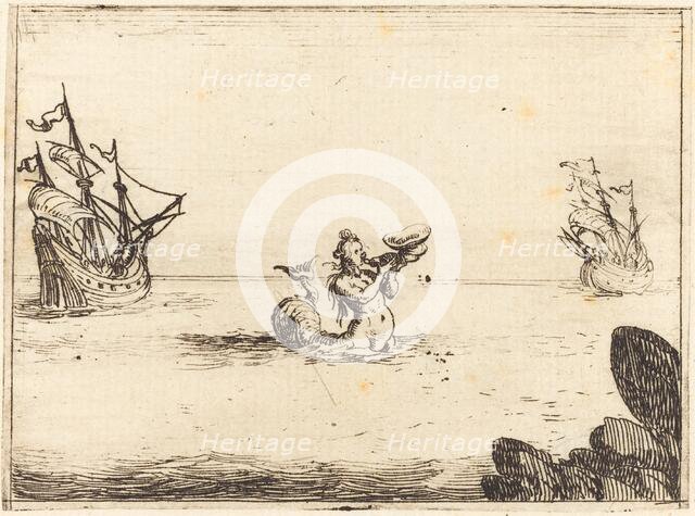 Siren between Two Ships, 1628. Creator: Jacques Callot.