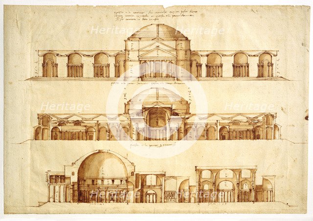 Reconstruction project of the Baths of Agrippa, Rome, c. 1550. Artist: Palladio, Andrea (1508-1580)
