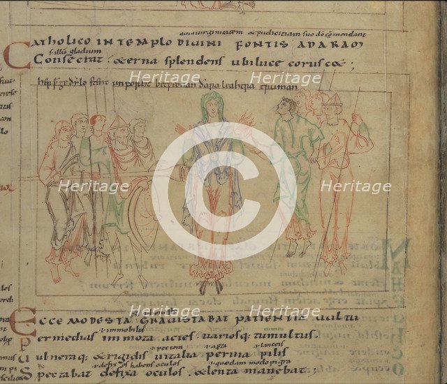 The Psychomachia by Prudentius, 11th century. Artist: Anonymous master  