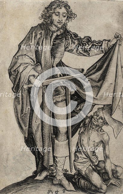 St. Martin Dividing His Cloak (image 1 of 2), c1480. Creator: Martin Schongauer.