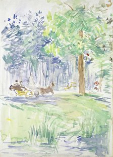Horse and Carriage on a woodland Road, after 1883. Artist: Berthe Morisot.
