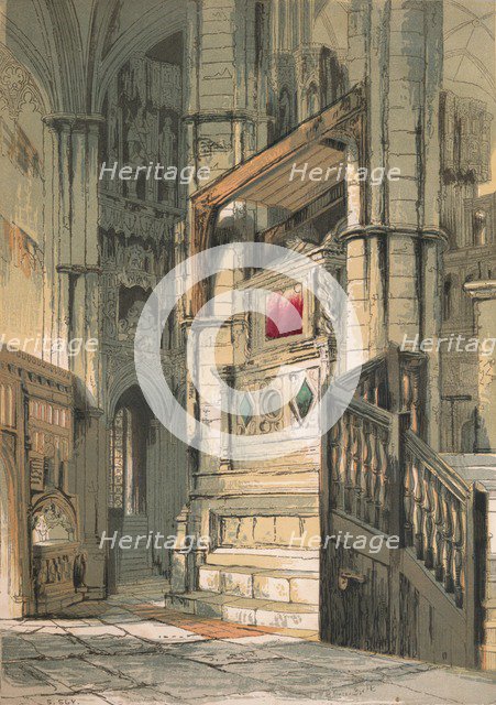 'Westminster Abbey. Southern Aisle of the Choir', 1845. Artist: Stephen Sly.