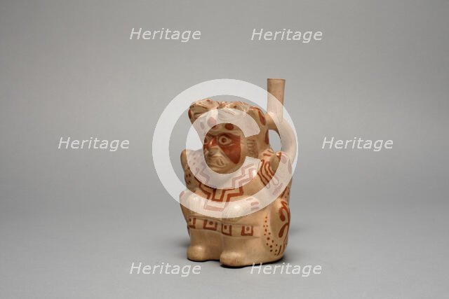 Handle Spout Vessel in the Form of Stitting Figure, Possibly Ai-Apec, 100 B.C./A.D. 500. Creator: Unknown.