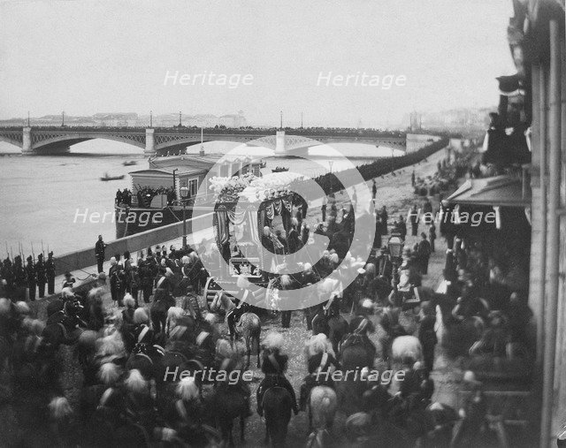 The funeral procession of the Deceased Heir to Throne, Grand Duke Nicholas Alexandrovich of Russia, 