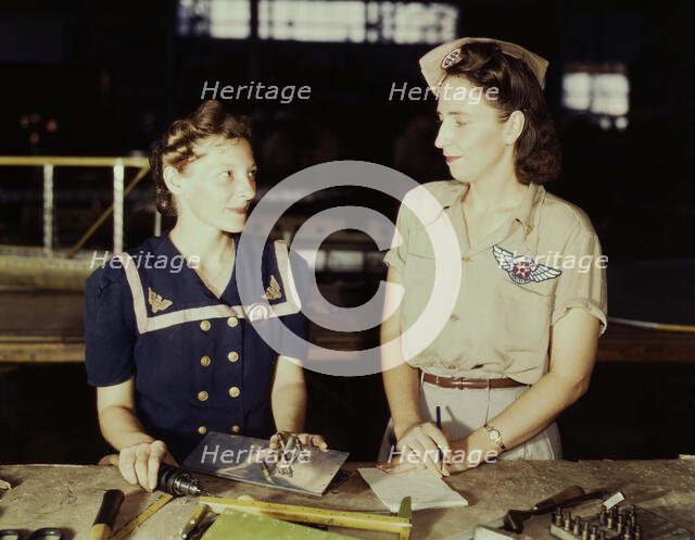 Pearl Harbor widows have gone into war work to carry on the fight..., Corpus Christi, Texas, 1942. Creator: Howard Hollem.