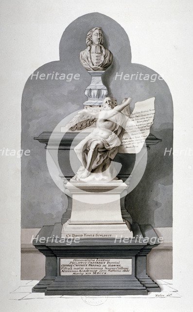 Monument to Philip Carteret in the north nave aisle of Westminster Abbey, London, c1750.           Artist: Fisher