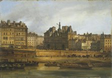 Hotel de Ville and Place de Greve, seen from the Ile de la Cite, 1828. Creator: Giuseppe Canella.