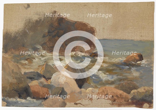 Beach stones; unfinished. Creator: Oscar Kleineh.