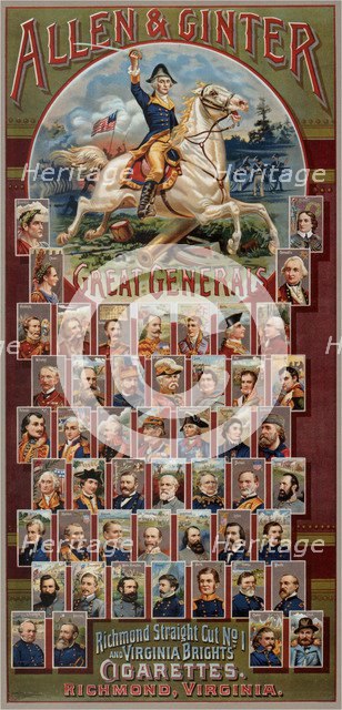 The Great Generals series for Allen & Ginter Cigarettes Brands, 1885. Artist: Harris, George S. (1823-1891)