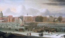 'A Frost Fair on the Thames at Temple Stairs', c1684.  Artist: Abraham Hondius