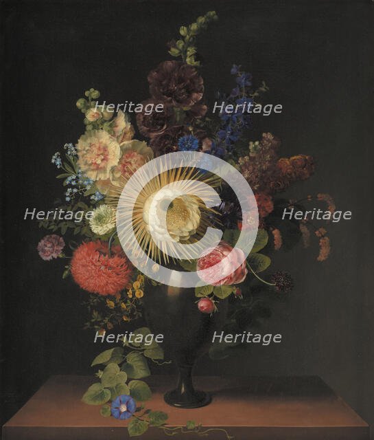 A Cactus Grandiflora and Other Flowers in a Porphyry Vase, 1780-1835. Creator: Claudius Ditlev Fritzsch.