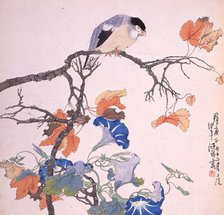 Bird and morning glories, 1867.  Creator: Ren Yi.