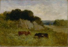 Untitled (landscape with two cows), 1898. Creator: Edward Mitchell Bannister.