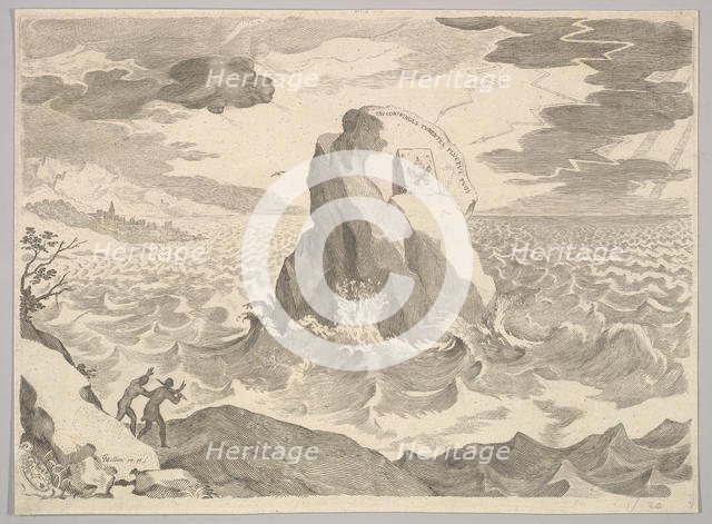 Allegory Against the Pelagian Heresy (Allégorie contre l'hérésy pélagienne et armo..., 17th century. Creator: Claude Mellan.