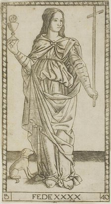 Faith, plate 40 from Genii and Virtues, 1470/80. Creator: Master of the S-Series Tarocchi.