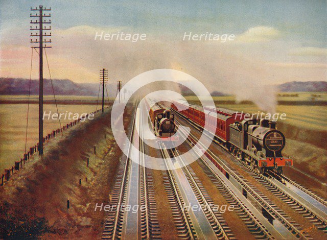 'Excursion Trains to Blackpool Taking Water from Kirkham Track-Troughs', 1926. Artist: Unknown.