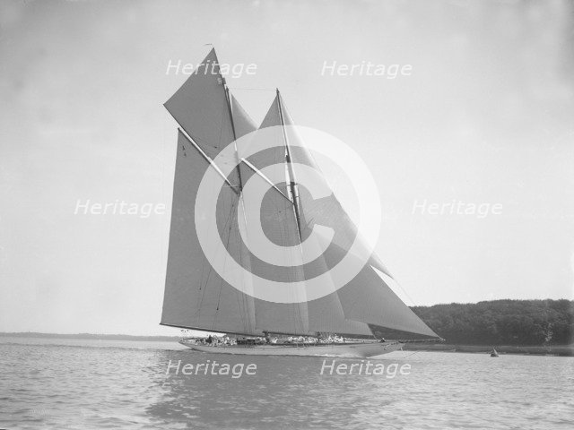 The 380 ton A Class schooner 'Margherita' sailing close-hauled, 1913. Creator: Kirk & Sons of Cowes.