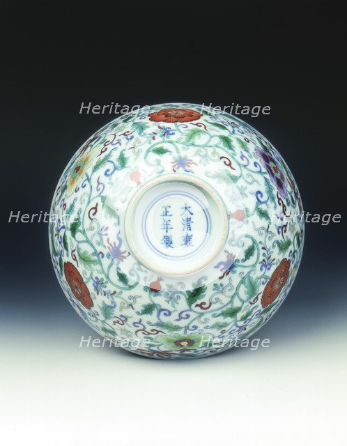 Doucai bowl with floral decoration, Yongzheng period, Qing dynasty, China, 1723-1735. Artist: Unknown