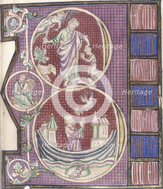 Abraham and Isaac, and Noah in the ark, c1295-c1305. Creator: Unknown.