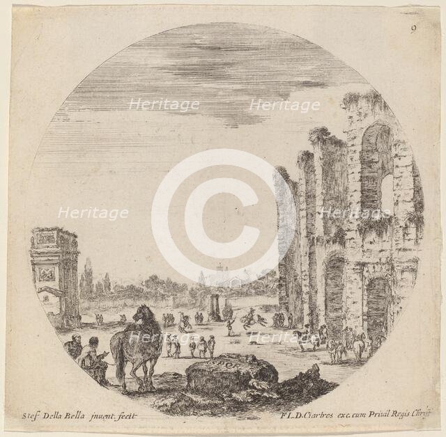 Colosseum and Arch of Constantine, 1646. Creator: Stefano della Bella.