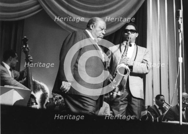 Jimmy Rushing and the Basie Band; with Frank Wess, London, 1963. Creator: Brian Foskett.