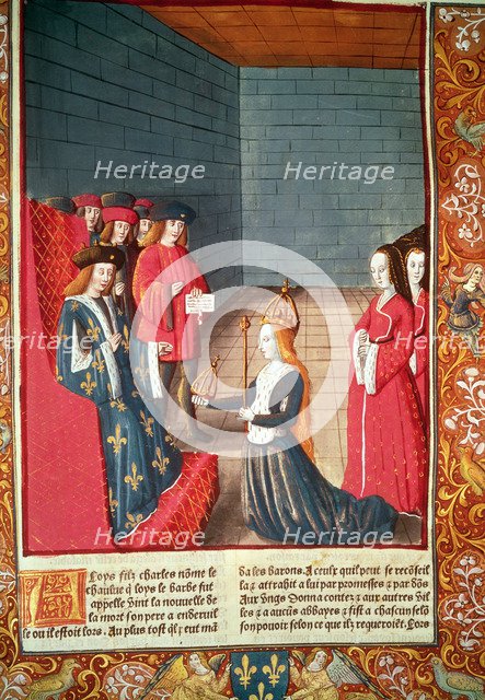 Empress Vedova Richent goes to Compiegne and offers to Ludovico the scepter and the crown of his …