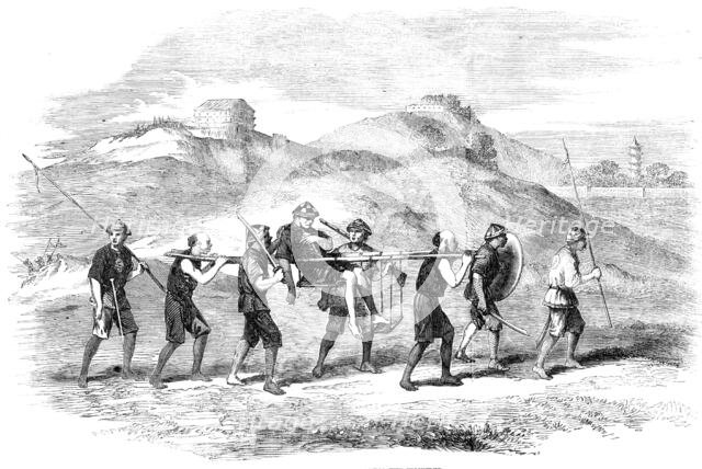 Chinese Mode of Carrying the Wounded, 1857. Creator: Unknown.