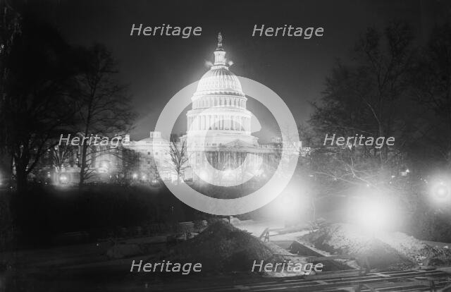 Capitol at night, between c1915 and c1920. Creator: Bain News Service.