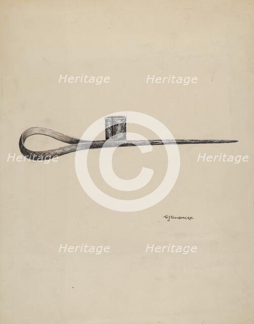 Candle Holder, c. 1939. Creator: W. J. Goodacre.