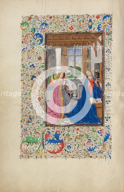 The Annunciation; Llangattock Hours, 1450s. Creator: Master of the Llangattock Hours.