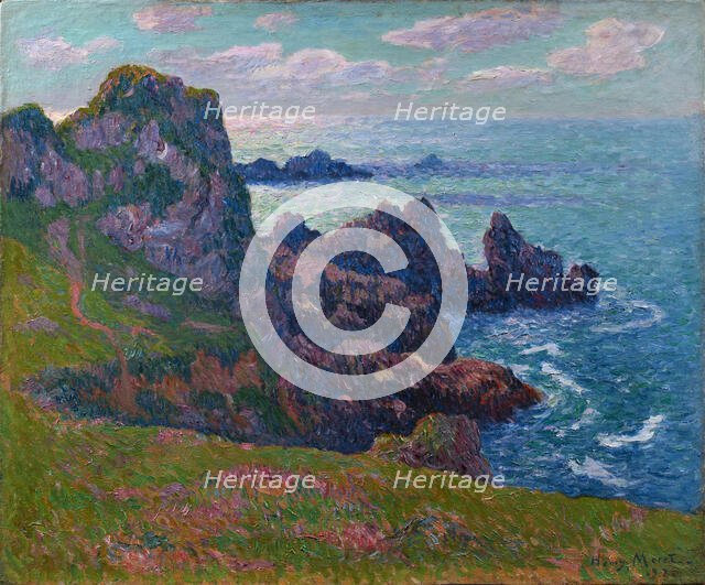 Calm weather, Coast at the Pointe de Pern, Ushant, 1894. Creator: Moret, Henry (1856-1913).