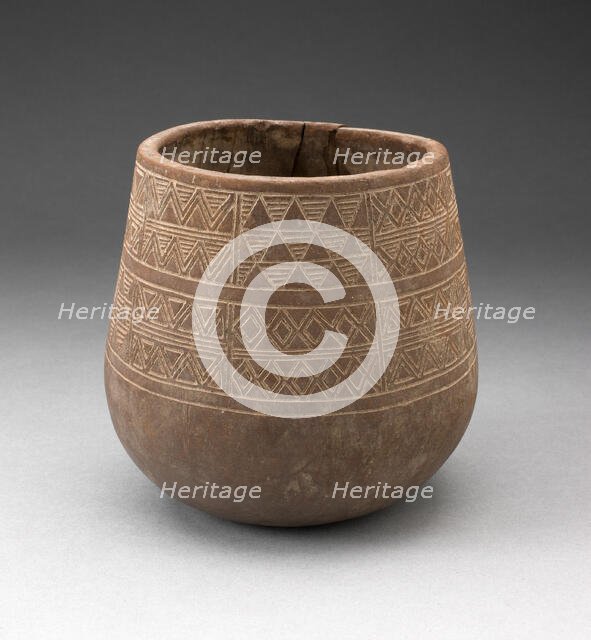 Vessel Incised with Panels of Textile-like Motifs, A.D. 1450/1532. Creator: Unknown.
