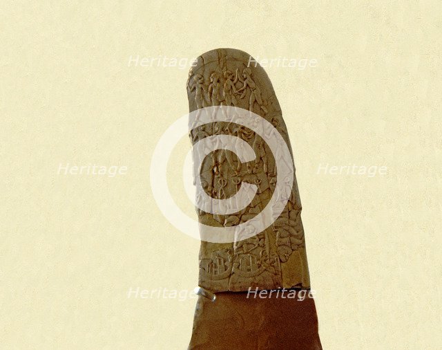 Knife of Gebel el-Arak, detail of the handle with a battle scene, made in ivory.