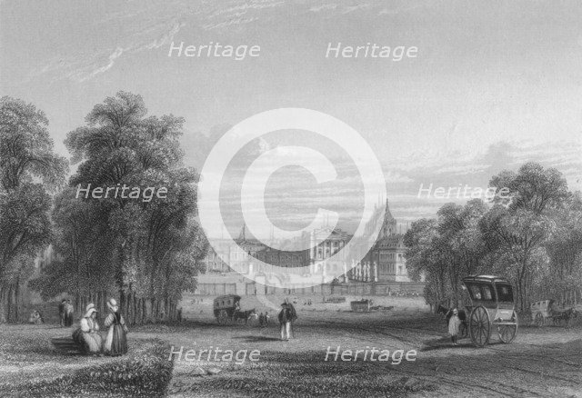 'The Palace of Versailles from the Paris Avenue', 1839. Artist: S Fisher.