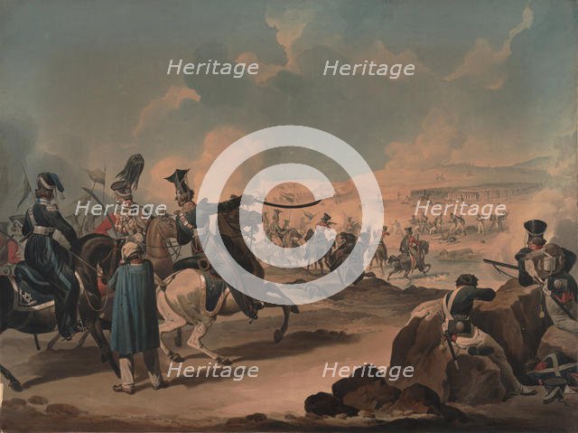 Russian cavalry attacking French infantry at Borodino, ca 1813. Artist: Dighton, Denis (1792-1827)