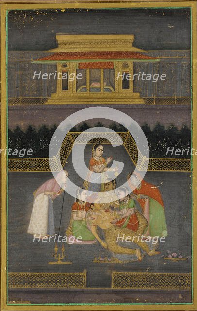 A sick man surrounded by his family, 18th century. Creator: Unknown.