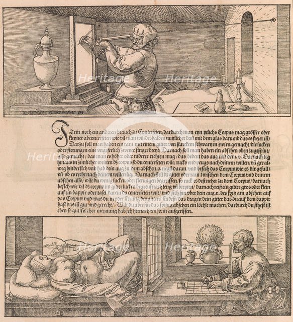Underweysung der Messung (Nuremberg, 1538), 1538, 1527, 1532., 1538, 1527, 1532. Creator: Albrecht Durer.