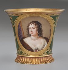 Cup (Tasse Jasmin À Pied Cannelé, 1St Size) With Portrait Labeled "La Princess Palatine", 1811. Creator: Unknown.