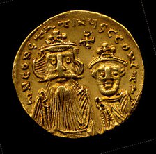 Gold Solidus of Constans II (641-68), Early Byzantine, 654-659. Creator: Unknown.