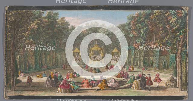 View of the Bosquet des Bains d’Apollon in the garden of Versailles, c.1691-after 1753. Creator: Jacques Rigaud.