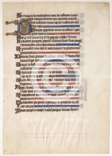 Manuscript Leaf from a Royal Psalter, British, 13th century. Creator: Unknown.