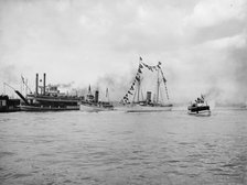 Mardi Gras, New Orleans, approach of fleet with Rex, c1900. Creator: Unknown.